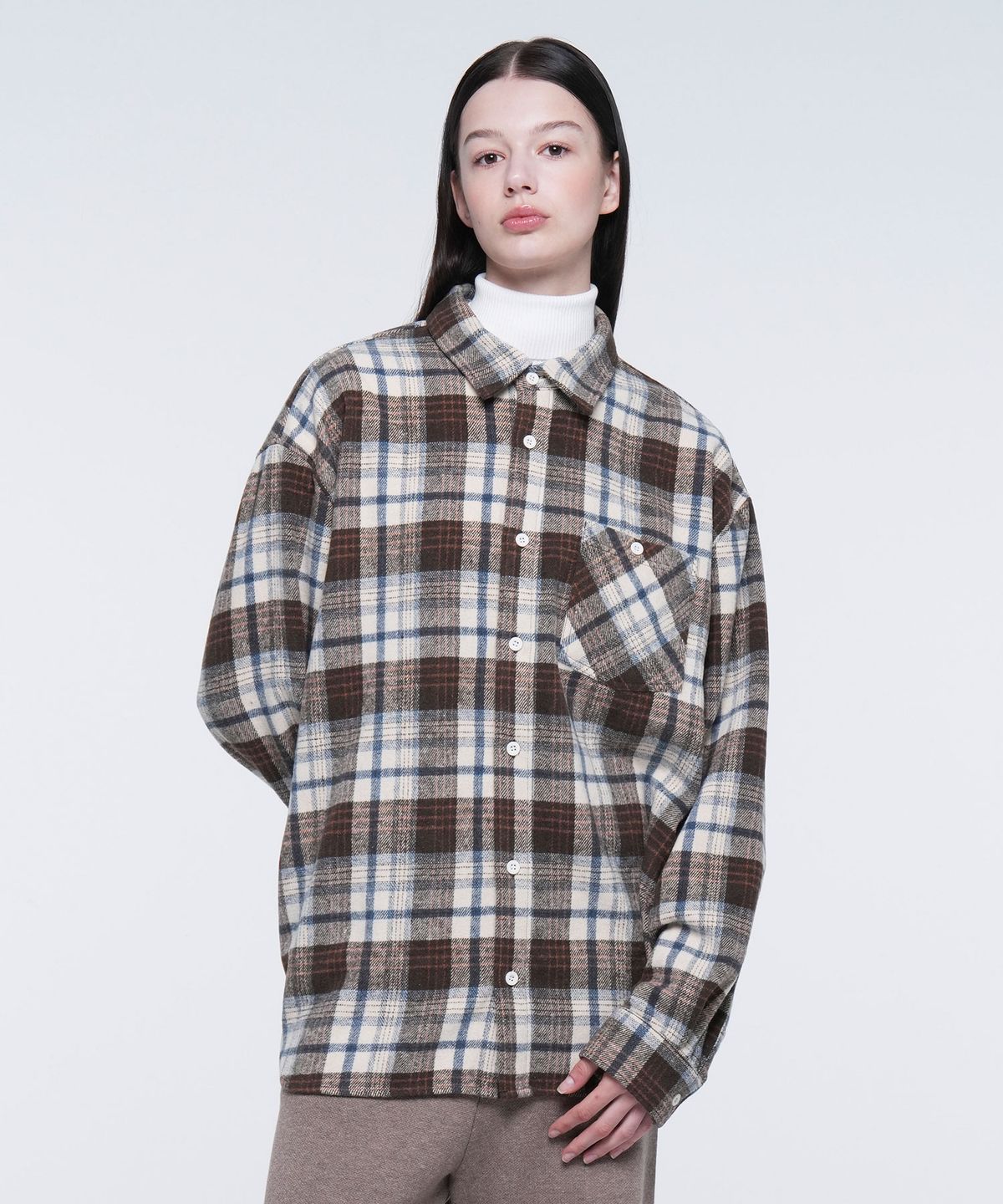 아웃도어 프로덕츠(OUTDOOR PRODUCTS) FLANNEL ANGLE POCKET CHECK SHIRT (BLUE)