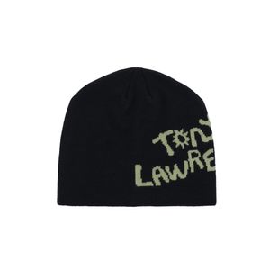 자카드 레터링 로고 비니 네이비