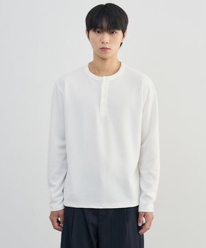 헨리넥 와플 롱슬리브 티셔츠 [WHITE]