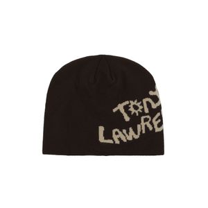 자카드 레터링 로고 비니 브라운