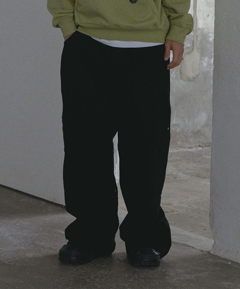 워시드 더블니 팬츠 블랙