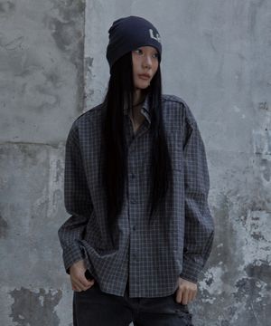 컷 오프 체크셔츠 그레이