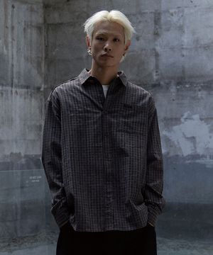 컷 오프 체크셔츠 블랙