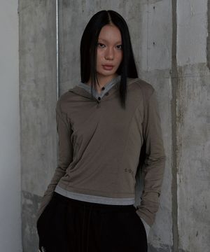 후디 롱 슬리브 라이트카키