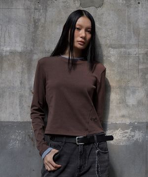 더블 레이어드 롱 슬리브 브라운