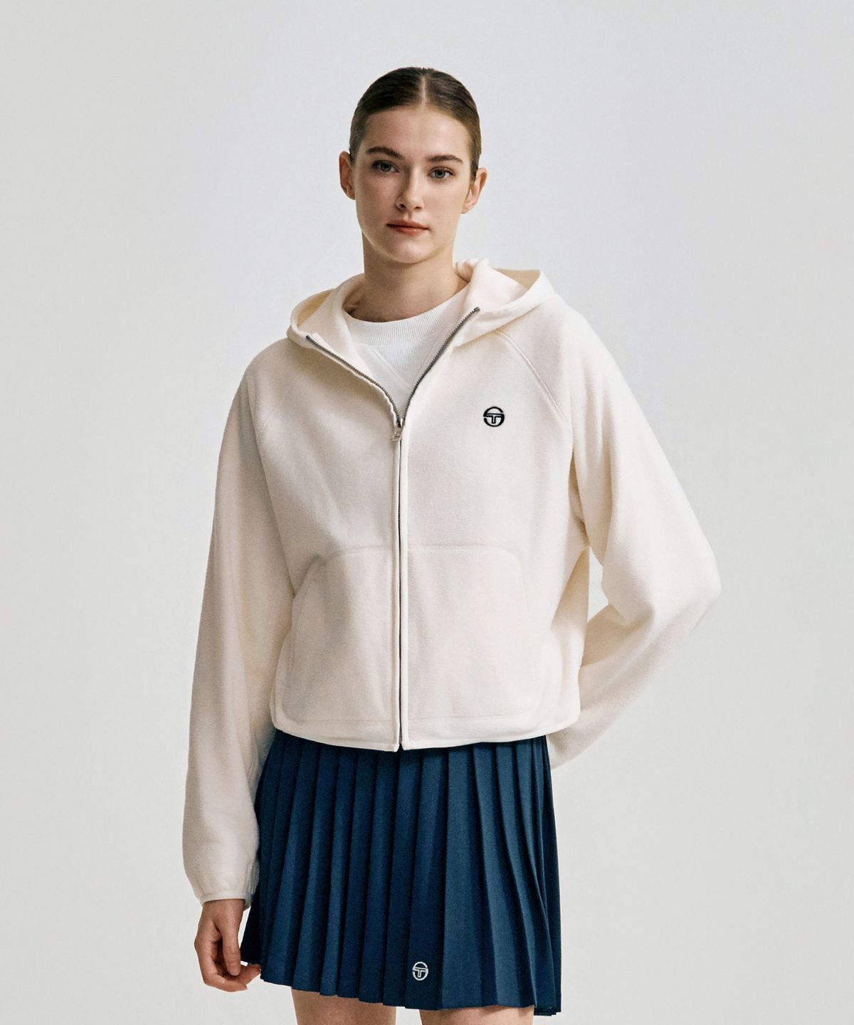 세르지오 타키니(SERGIO TACCHINI) W 쿠쉬웜 플리스 후드집업 (Ivory)
