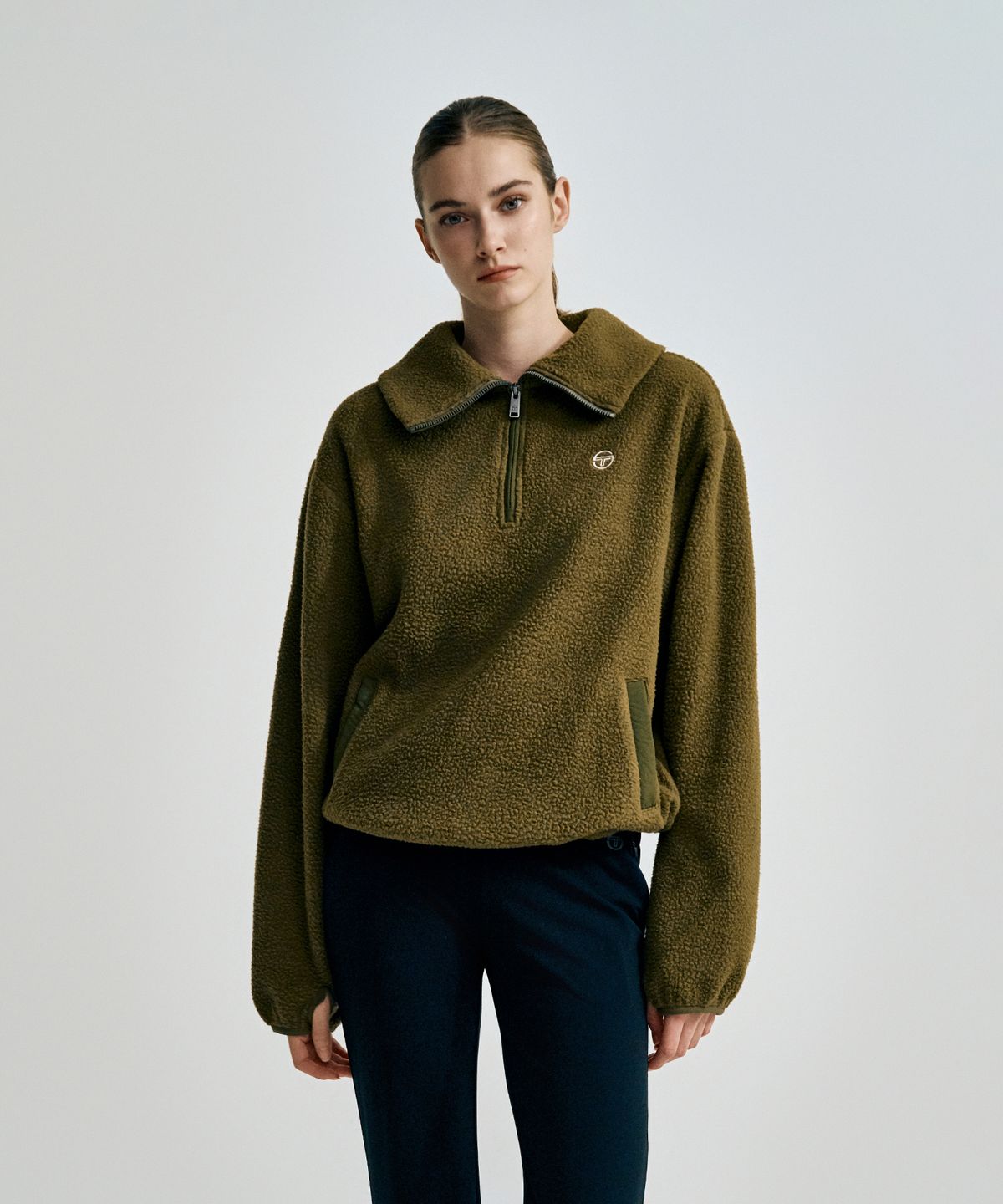 세르지오 타키니(SERGIO TACCHINI) W 쿠쉬웜 플리스 하프집 (Khaki)
