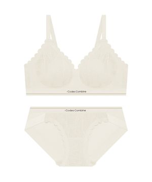 스칼럽레이스 심리스 노와이어 햄팬티 세트