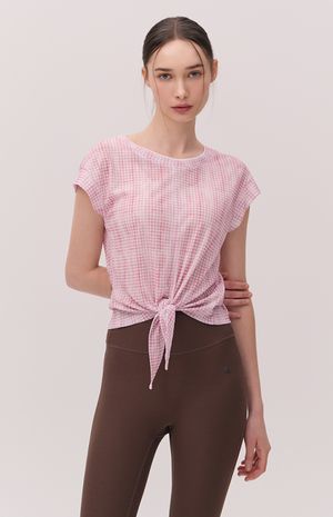 [25FW] 깅엄체크 앞묶음 반팔티 HTWTS5K82T