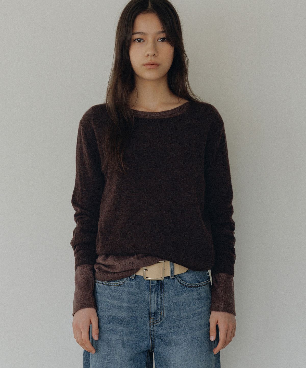 앤니즈(ANDNEEDS) Roco alpaca round knit (dark brown)