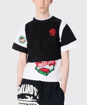 (M) 리제네레이티드 그래픽 저지 레이어드 티셔츠 화이트 블랙 REGENERATED GRAPHIC JERSEY LAYERED T-SHIRT WH11 WHITE/BLACK