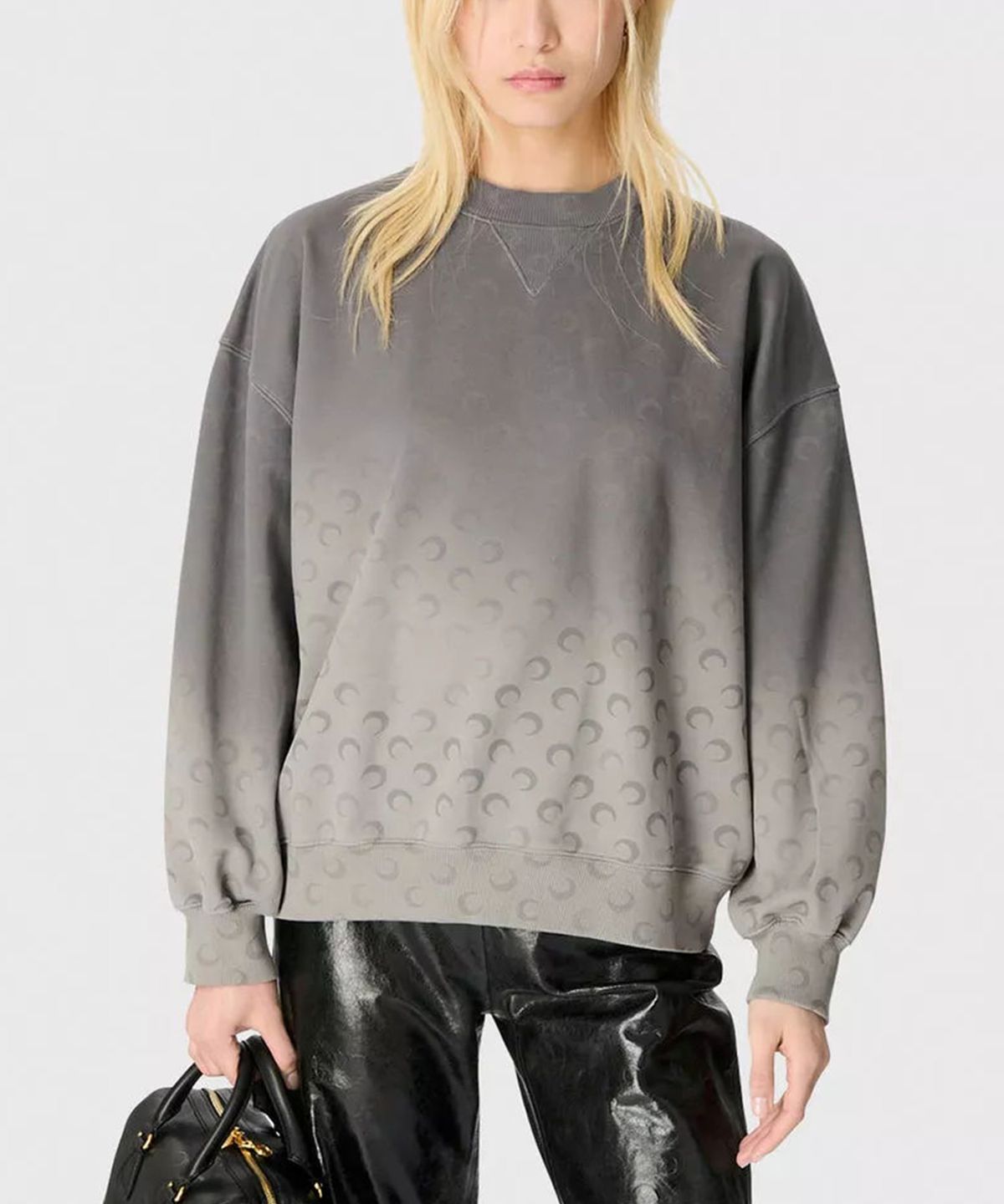 마린 세르(MARINE SERRE) (U) 페이디드 문 플리스 릴랙스드 스웨트셔츠 다크 그레이 FADED MOON FLEECE RELAXED SWEATSHIRT GR90 DARK GREY