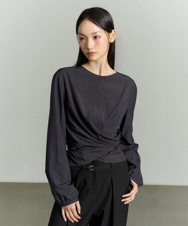 WAIST WRAP BLOUSE CHARCOAL