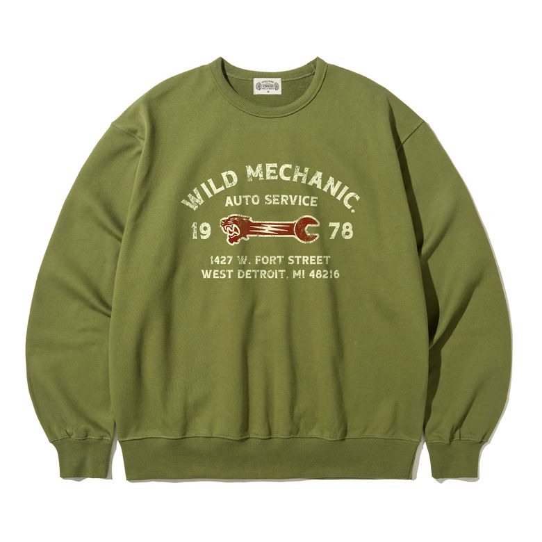 Wild Mechanic 1978 와일드 메카닉 빈티지 올리브 헤비웨이트 스웻셔츠