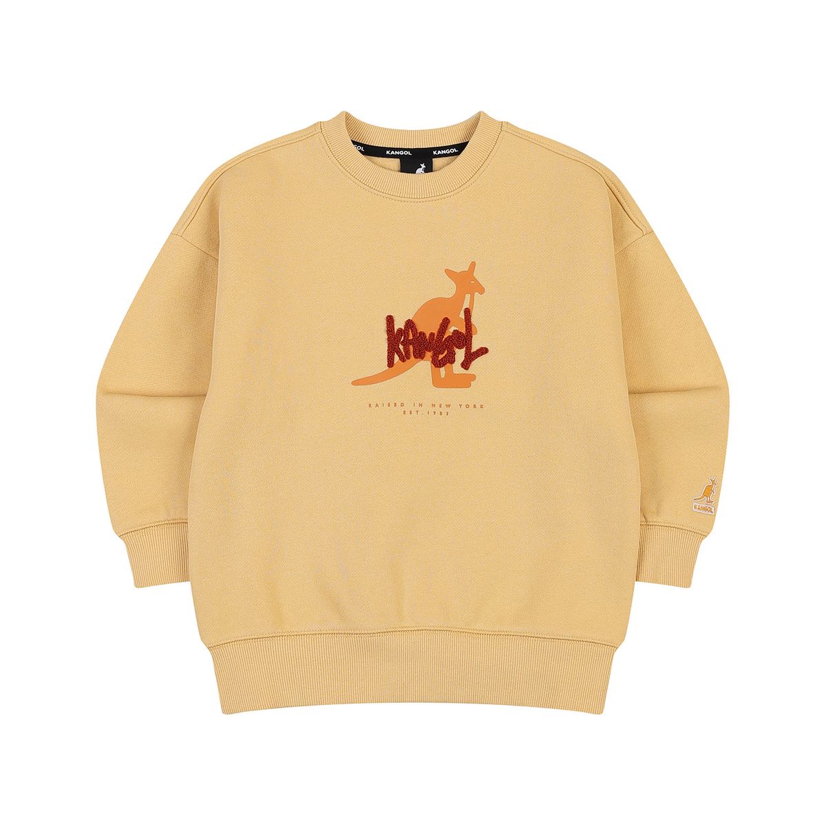 캉골키즈(KANGOL KIDS) 그래픽 포인트 브러쉬드 스웻셔츠 RD 0206 옐로우