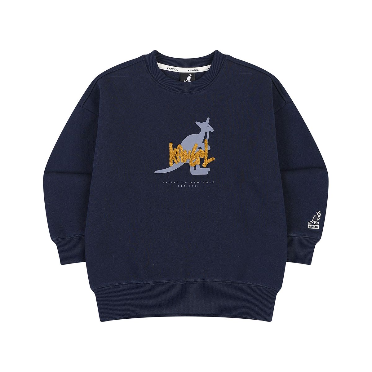 캉골키즈(KANGOL KIDS) 그래픽 포인트 브러쉬드 스웻셔츠 RD 0206 네이비