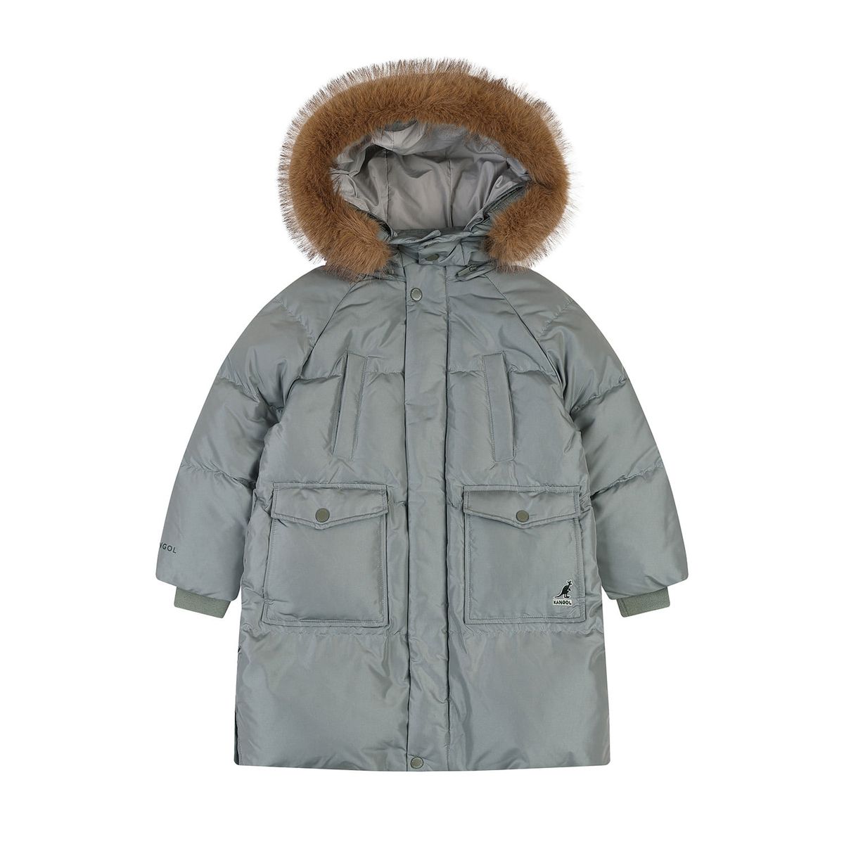 캉골키즈(KANGOL KIDS) 포켓 포인트 퍼 롱 다운점퍼 RD 0212 카키