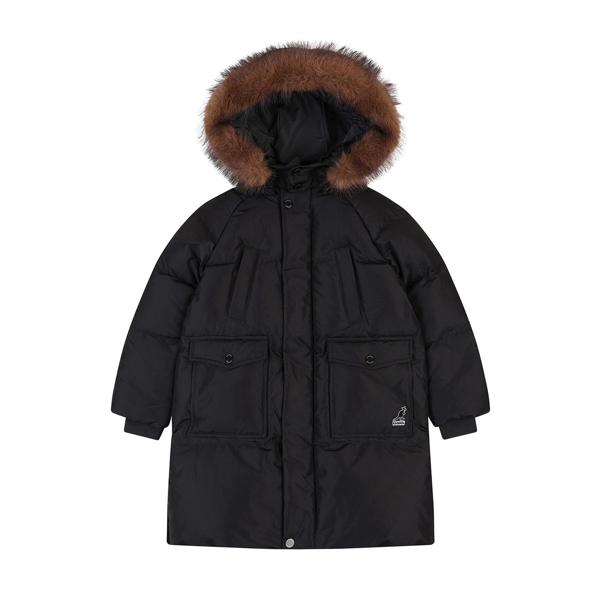 캉골키즈(KANGOL KIDS) 포켓 포인트 퍼 롱 다운점퍼 RD 0212 블랙