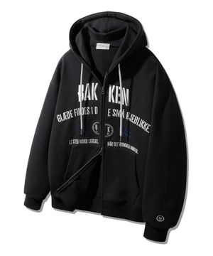 포시즌 Embroidered 투웨이 후드집업 BK7993_블랙