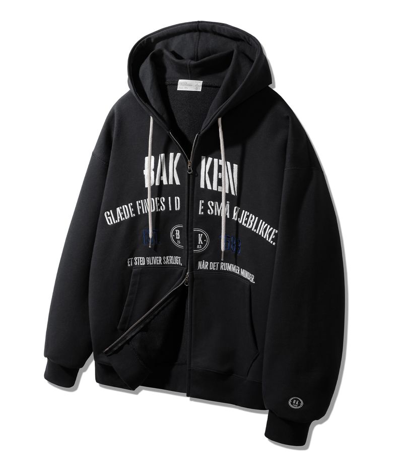 포시즌 Embroidered 투웨이 후드집업 BK7993_블랙