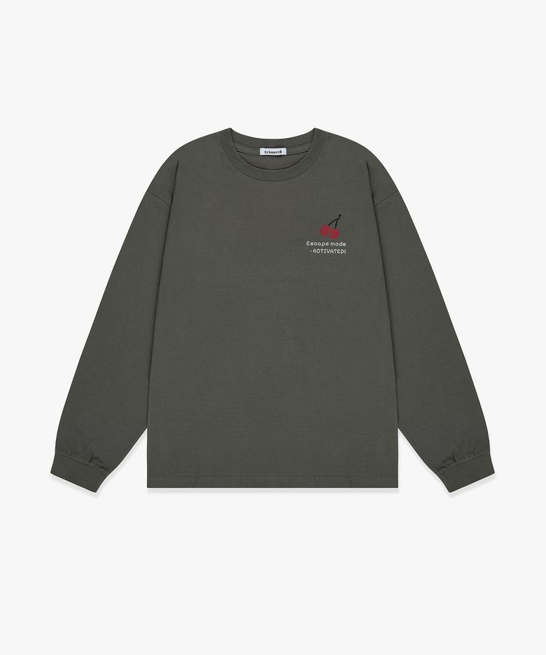 Tri Oversized Long Sleeve back print Khaki