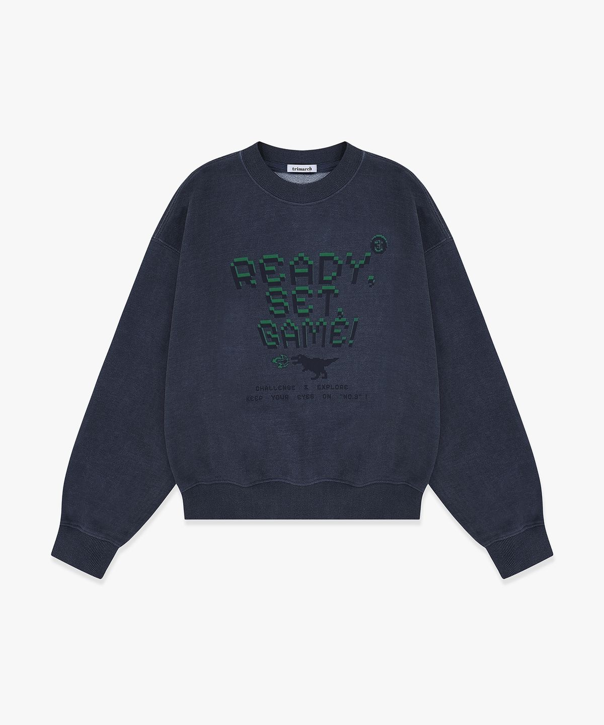 트리마치(TRIMARCH) Tri / Tyranno semi-crop sweatshirt / Blue