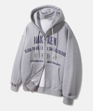 포시즌 Embroidered 투웨이 후드집업 BK7993_멜란지그레이