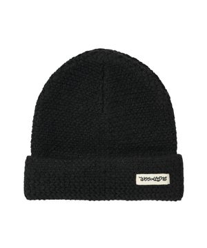 Folded Label Knit Beanie - BLACK