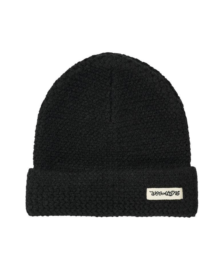 Folded Label Knit Beanie - BLACK