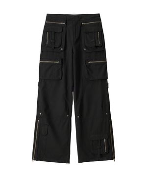 Lowrise Washed Curve Cargo Pants - BLACK