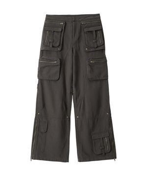 Lowrise Washed Curve Cargo Pants - KHAKI
