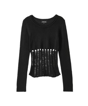 Mesh Cutout Knit - BLACK