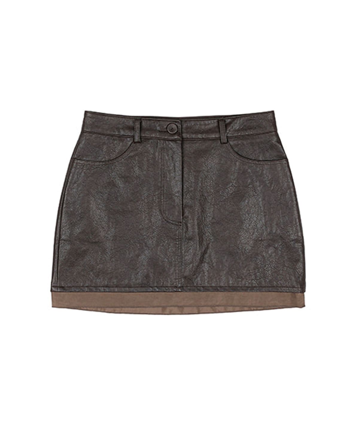 라츠유(LOTSYOU) lotsyou_Alexis Leather Mini Skirt Brown