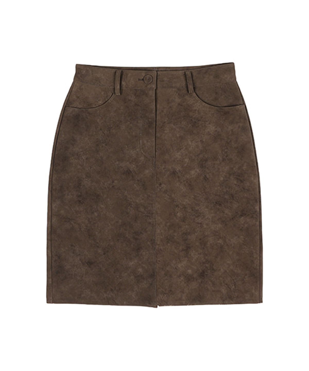 라츠유(LOTSYOU) lotsyou_Danielle Leather Midi Skirt Brown