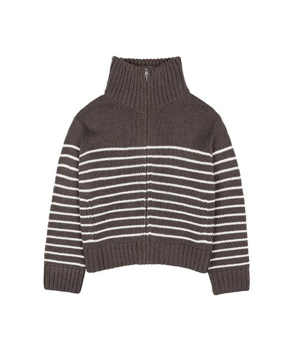 라츠유(LOTSYOU) lotsyou_Hazel Knit Zip-Up Brown