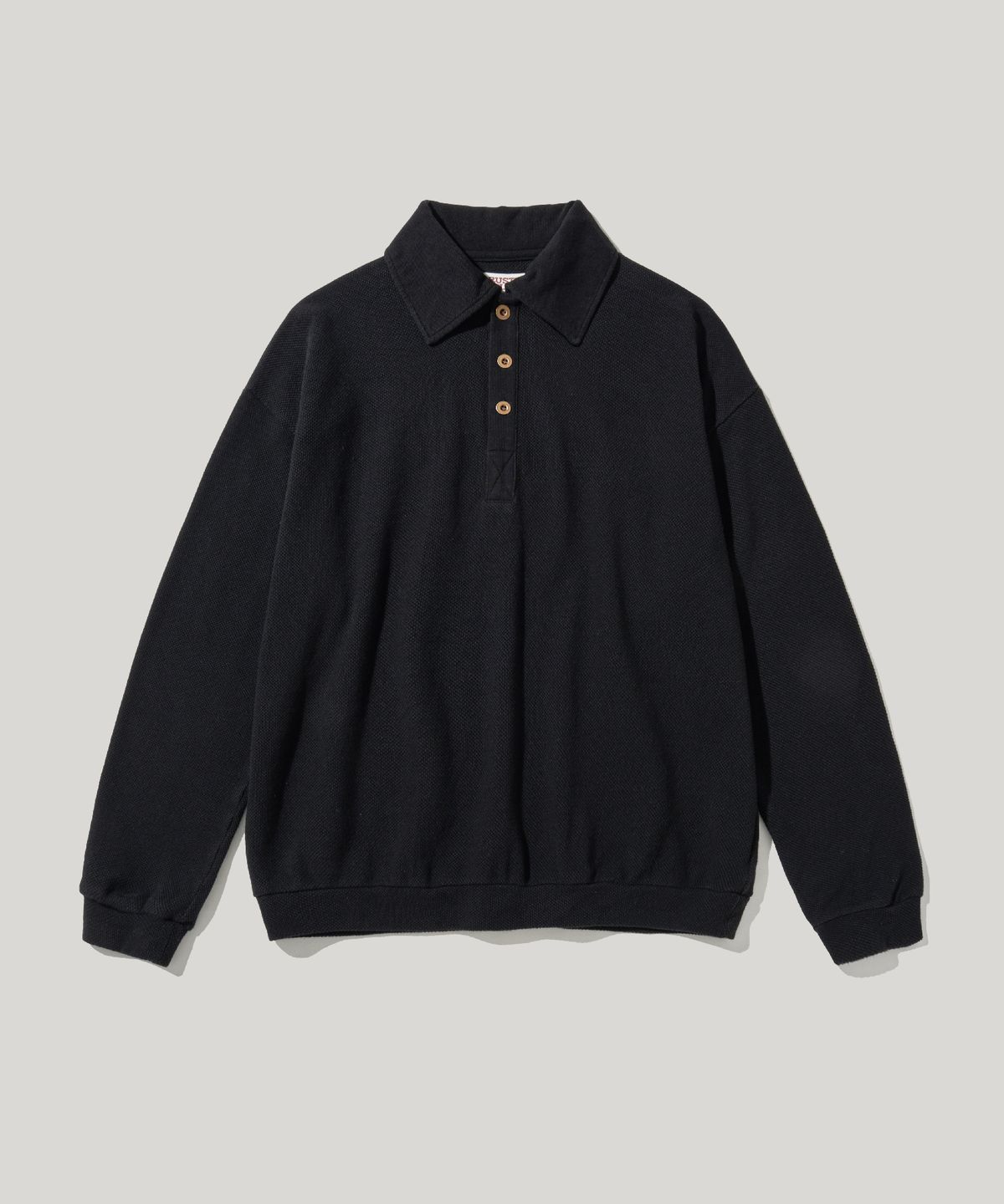 러스틱클럽(RUSTICCLUB) RC WIDE COLLAR VINTAGE PIQUE SHIRT_BLACK