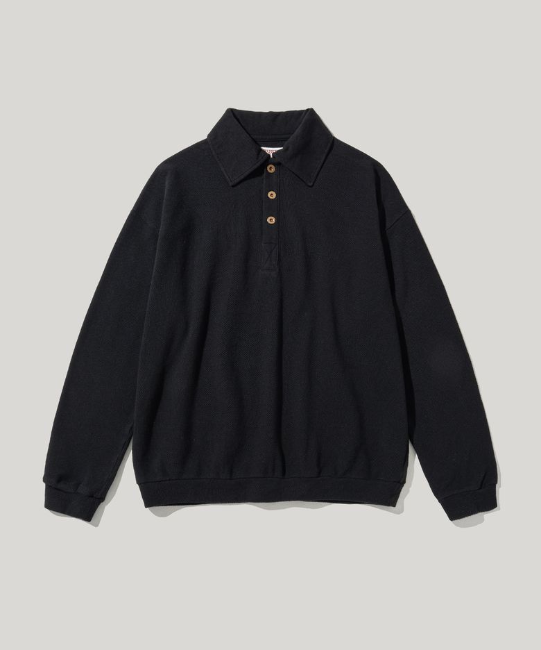 RC WIDE COLLAR VINTAGE PIQUE SHIRT_BLACK