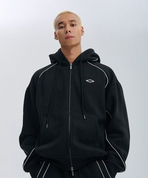 파이핑 스웻 후드 집업