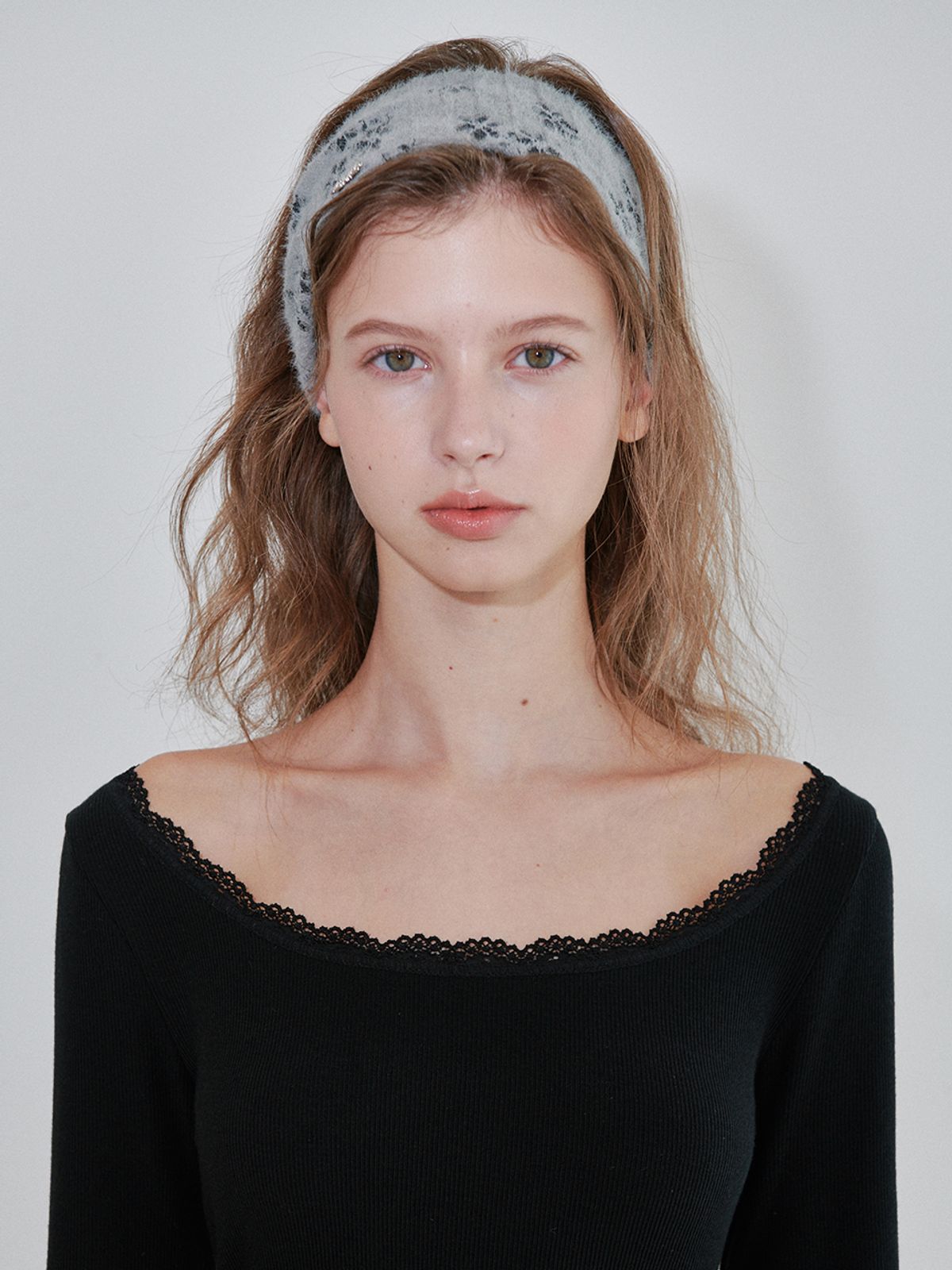 오앨(OUEL) BLOOM KNIT HAIRBAND_GREY