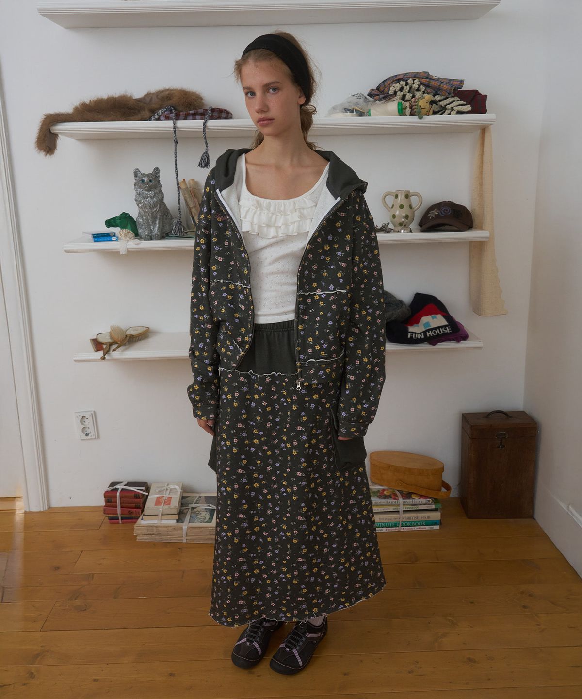 펀프롬펀(FUNFROMFUN) Pocket Long Skirt, Black