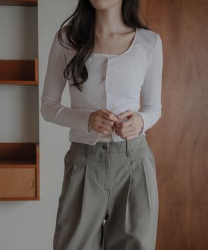 레이스 리브 가디건_화이트