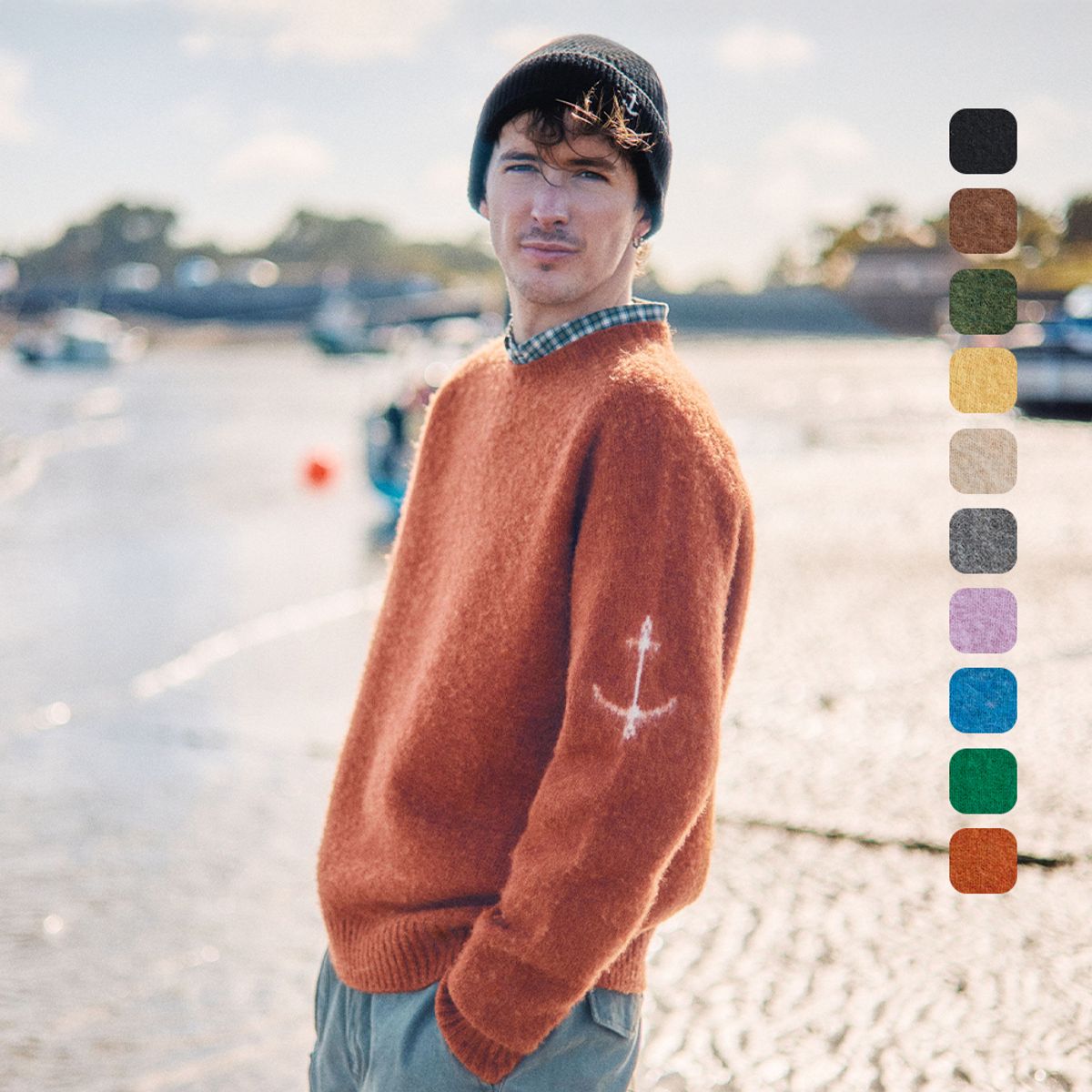 건지 울른스(Guernsey Woollens) 셔틀랜드울 쉐기독 홀가먼트 스웨터 컬렉션