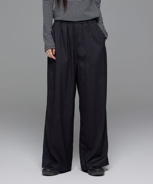 여성) 미니멀 스트라이프 와이드 팬츠