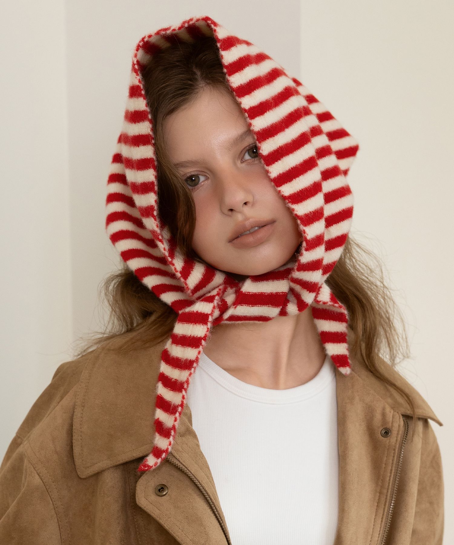 MUSINSA | TATIANA Striped Wool Blend Triangle Petite Muffler