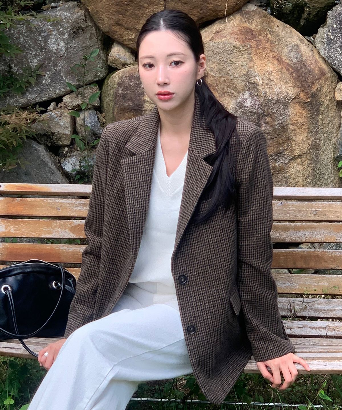 마인드브릿지 우먼(MIND BRIDGE WOMEN) [W]울 혼방 체크 싱글 자켓