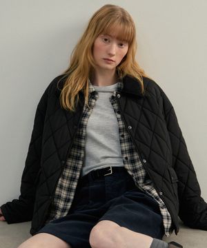 [W]코듀로이 카라 퀼팅 점퍼