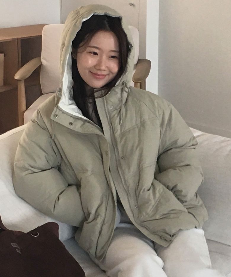 [W]두굿_후드 스트링 패딩 점퍼 - 2color
