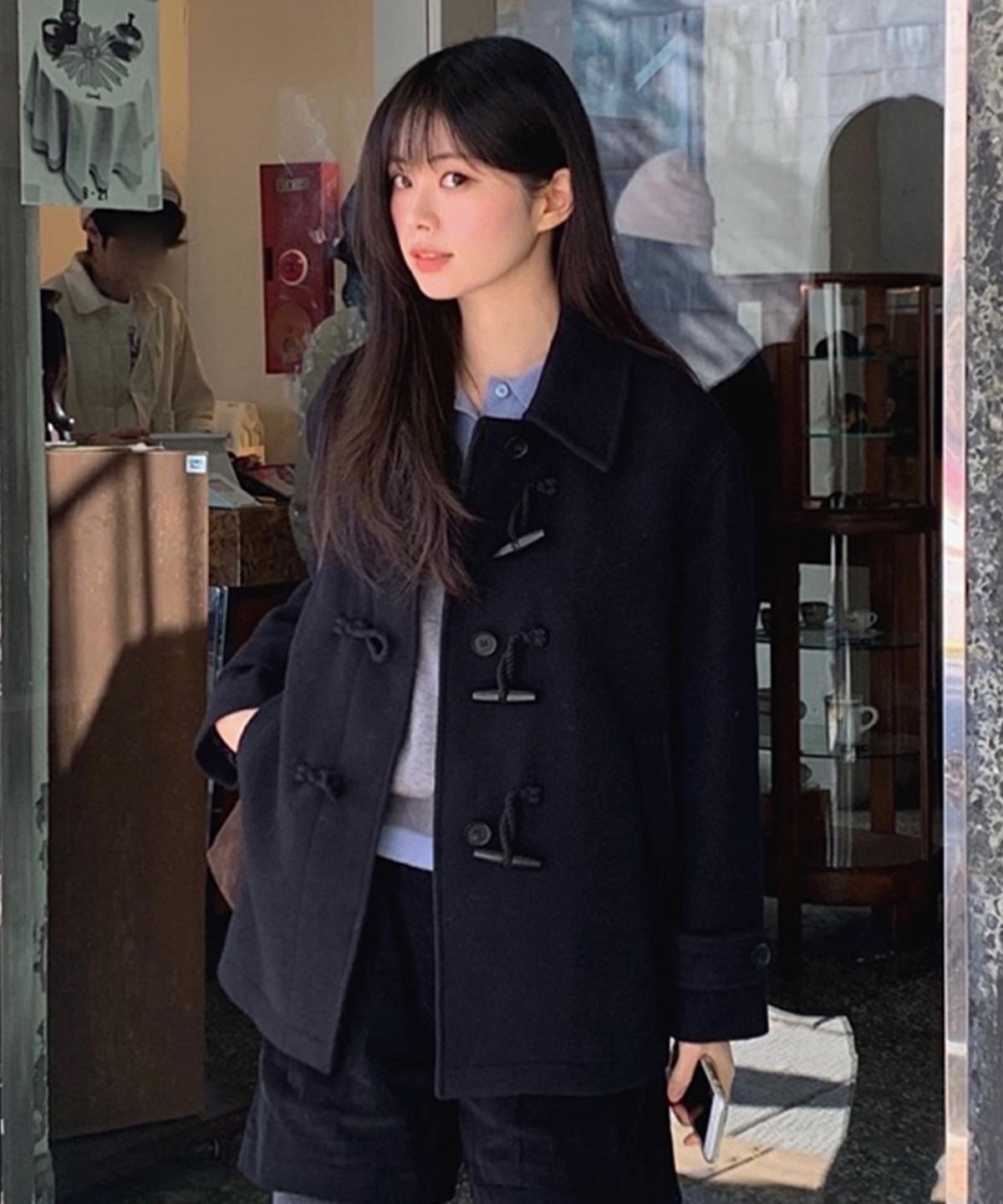 마인드브릿지 우먼(MIND BRIDGE WOMEN) [W]울라이크 오버핏 더플 하프 코트