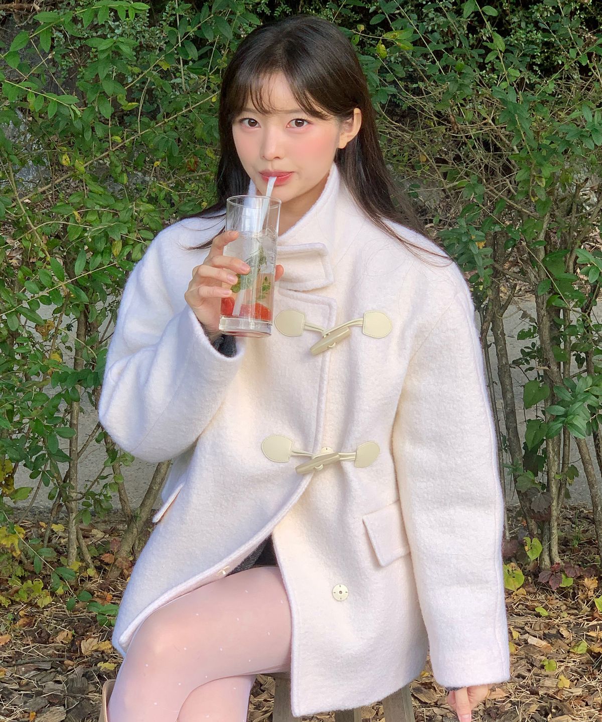 마인드브릿지 우먼(MIND BRIDGE WOMEN) [W]하이넥 부클 하프 코트 - 2color