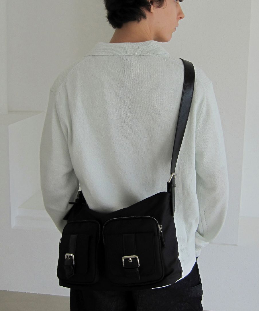 MUSINSA DUMARO Moss Two-Pocket Crossbody Bag Black (Nylon)